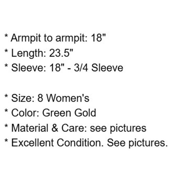 Cache Jacket Womens 8 Silk Green Gold Lined Pleated Trim Lightweight Vintage - Picture 4 of 12